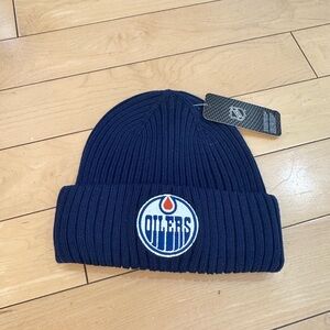 Unisex NHL Oilers Navy Blue Knit Beanie